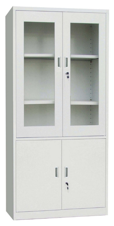 CF Метален офис шкаф с 1/2 стъклени врати стандартно отваряне